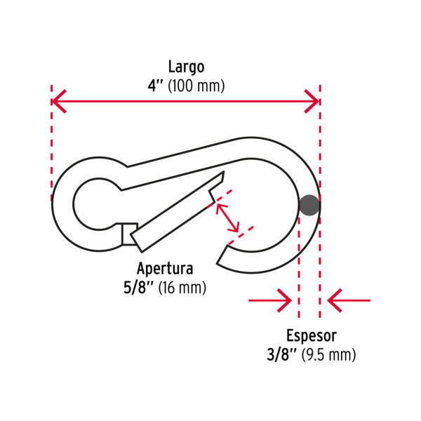 Bandola mosquetón de acero 3/8'
