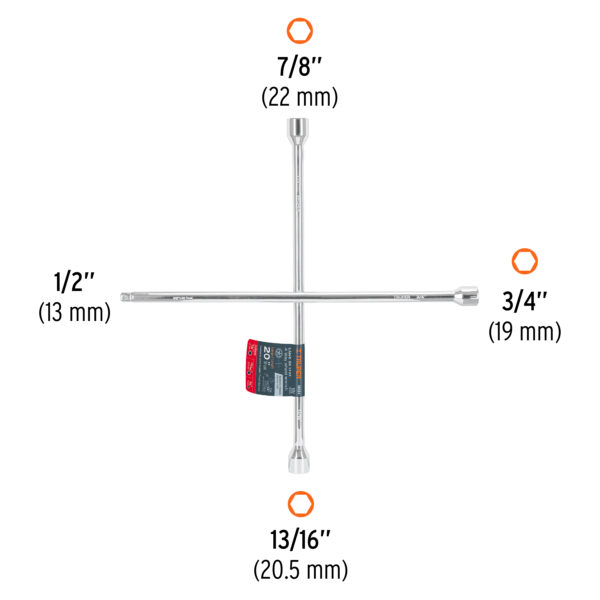 LLCR-20D+FC1 Llave de cruz cromada, cuadro 1/2"