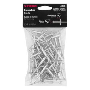 Bolsa con 50 remaches 3/16' de aluminio, ala 17/32'