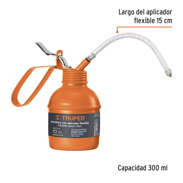 ACEF-300+FC2 Aceitera de 300 ml (10 oz) con aplicador flexible, Truper