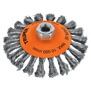 CATR-5E Carda tipo cónico 5' alambre trenzado, eje 5/8'-11, Truper