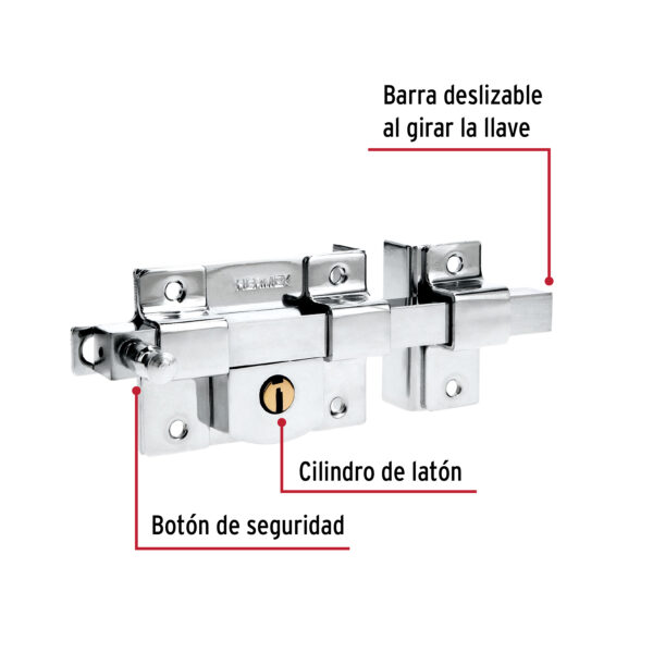 Cerradura de barra fija, derecha, Hermex