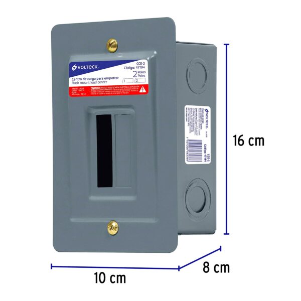 Centro de carga empotrable, 2 polos, Volteck