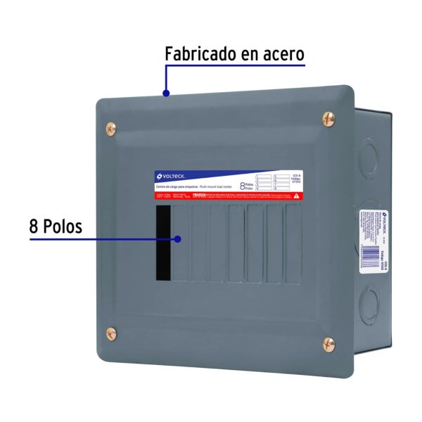 Centro de carga empotrable, 8 polos, Volteck