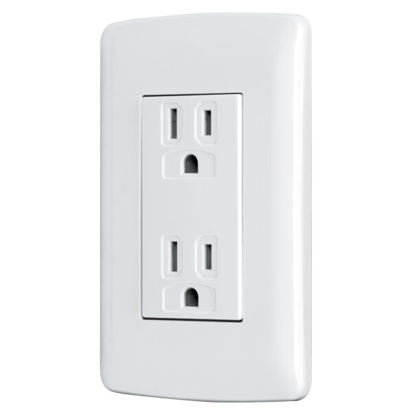 Contacto dúplex aterrizado, color blanco, línea Italiana