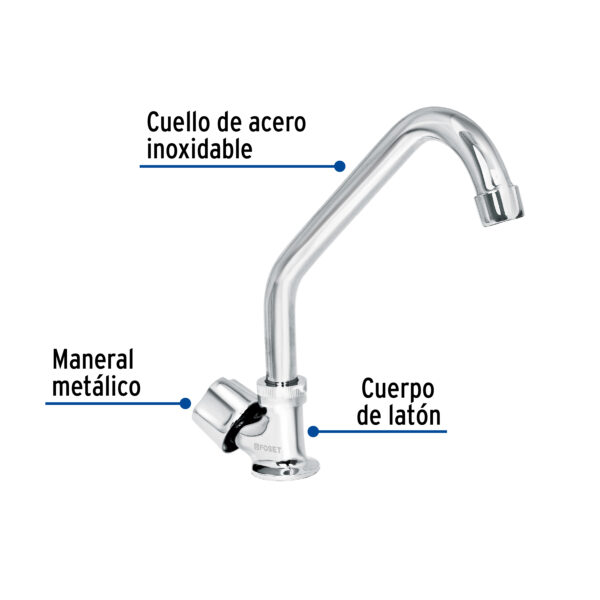 Llave individual para fregadero, cuello corto, Foset Basic