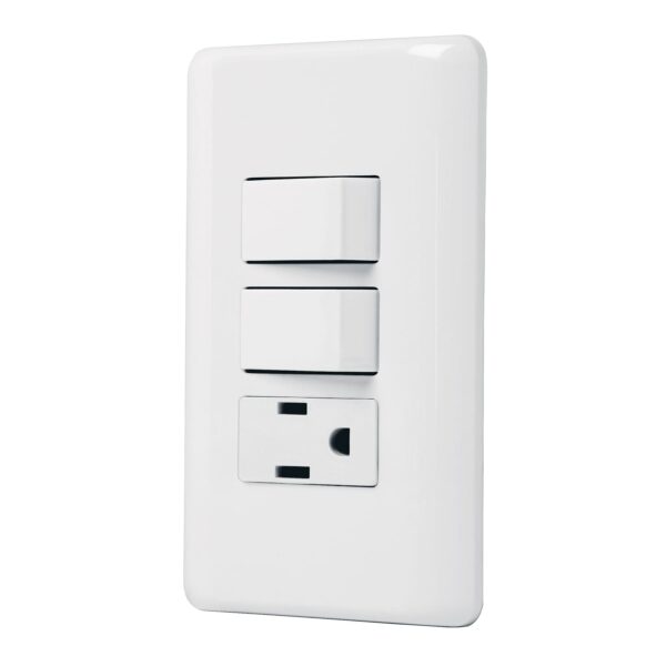 PA-APCO-B2-1 Placa armada con contacto y 2 interruptores sencillos, Basic