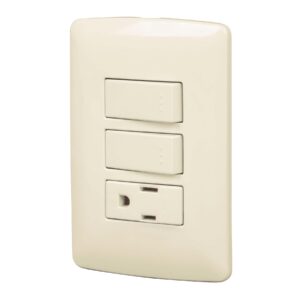 Placa armada contacto 2 interruptores, marfil, línea Italiana