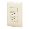 Placa armada 2 contactos e interruptor, marfil, línea Italiana