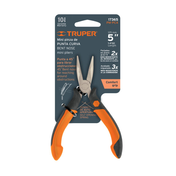 Mini pinza de punta curva 5' mango Comfort Grip