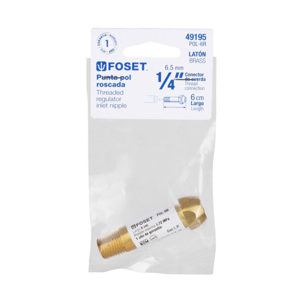 Punta pol de latón 1/4' x 6 cm, de rosca, Foset