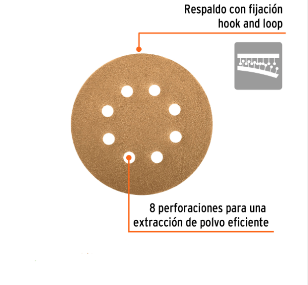 Caja con 5 discos de lija 5'  lijadora roto-orbital
